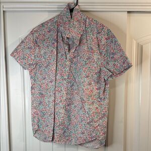 J. Crew Factory Men's Floral Button Down Shirt - Pink and Green